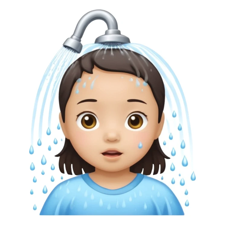 asian baby girl taking a shower sticker