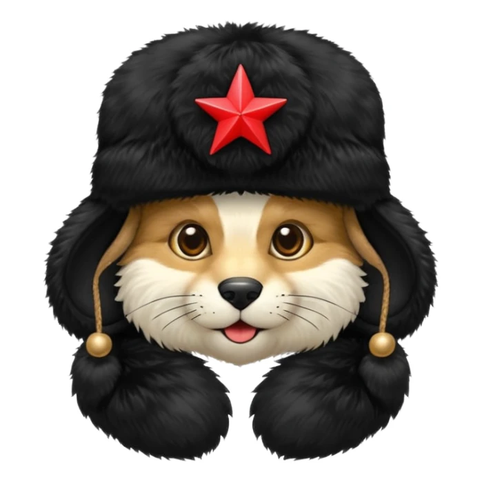 Black ushanka with a red star on it sticker