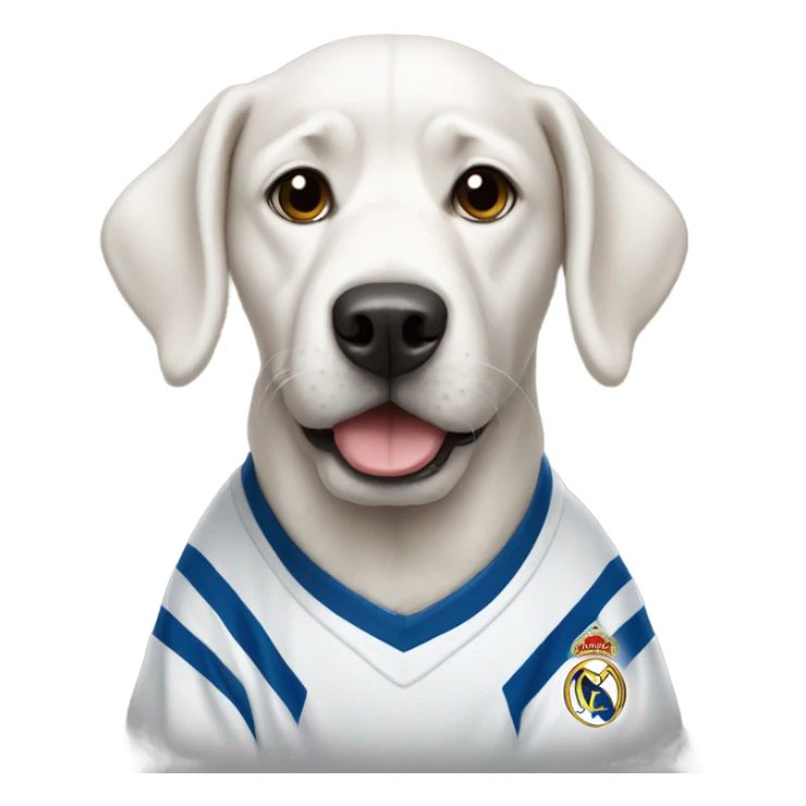 Dog with Real Madrid jersey on sticker