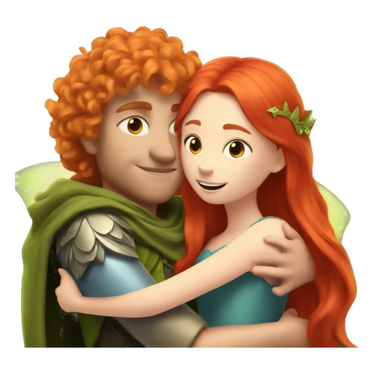 Fairy king hugs a red-haired girl sticker