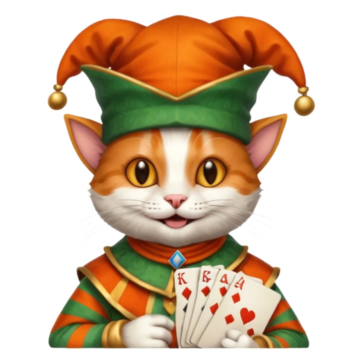 court jester cat medieval, poker cards sticker