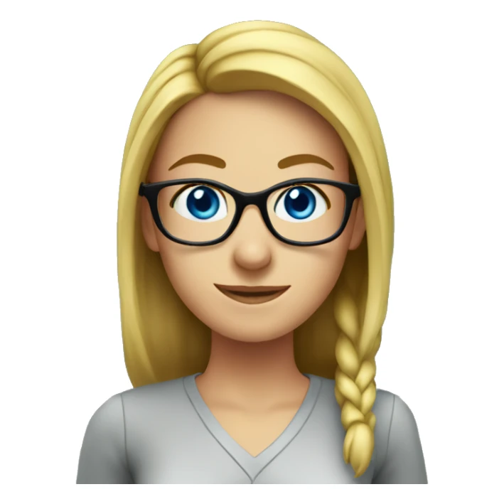 female teacher, blue eyes, in front of a blackboard, wearing glasses sticker