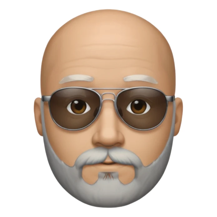 Bald male, black sunglasses, gray goatee beard, realistic portrait sticker