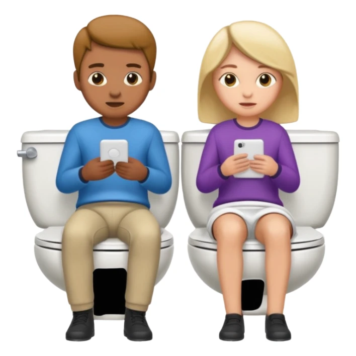 Two people on the toilet next to each other sticker