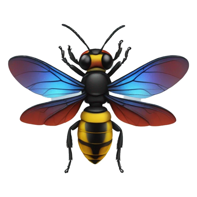 German black red yellow Wasp blue iridescent wings sticker