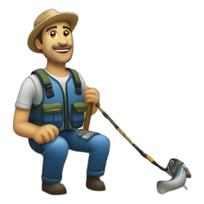 Mi foto de pescador con caña en el mar sticker