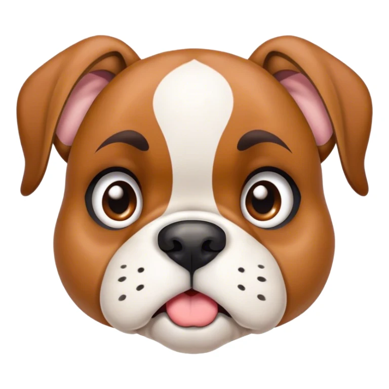 Cinematic Comical Fawn Boxer Portrait Emoji, Head tilted dramatically with an exaggeratedly shocked or offended expression, featuring a sleek fawn coat with a distinctive white muzzle, wide, expressive brown eyes filled with exaggerated disbelief, Simplified yet hilariously expressive features, highly detailed, glowing with a slightly sassy glow, high shine, dramatic yet playful, stylized with an air of attitude, bright and endearing, soft glowing outline, capturing the essence of a sassy and over-the-top guardian, so meme-worthy it feels like it could side-eye its way into internet fame instantly! sticker