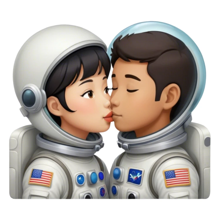 Asian Astronaut couple kissing  sticker