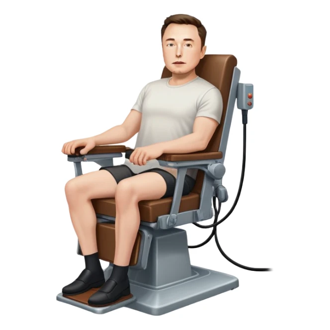elon musk on an electric chair sticker