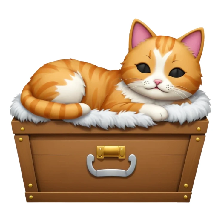 cute cat in a coffin, emoji style sticker