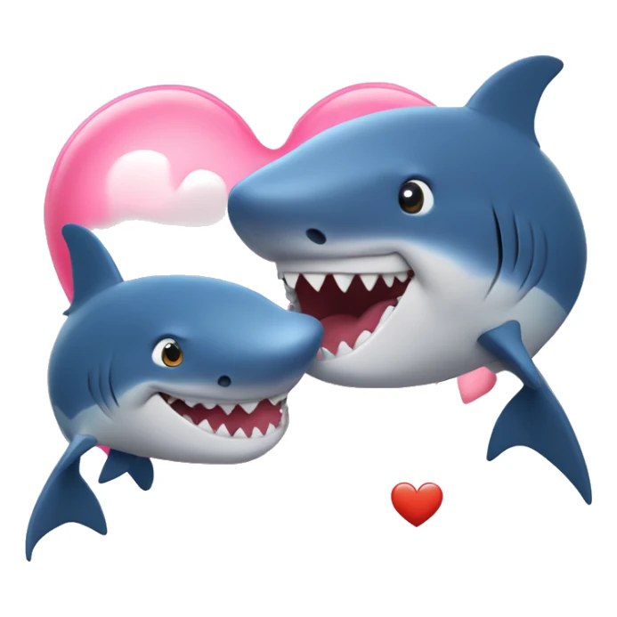 Une requin et un dauphin avec un coeur entre les deux sticker