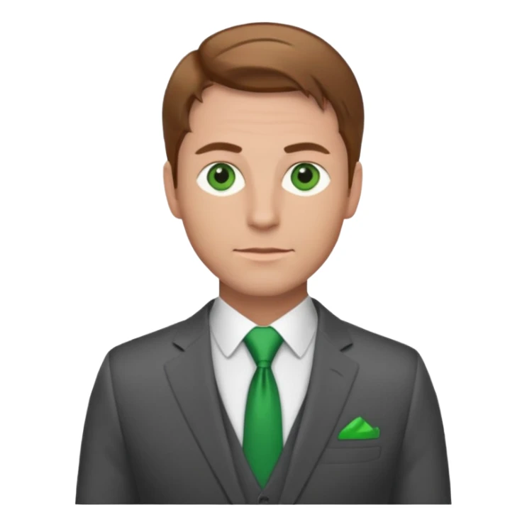 male 40 in cool suit, green eyes, light brown hair sticker