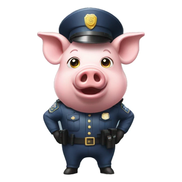pig in police outfit shocked at jug projectiles sticker