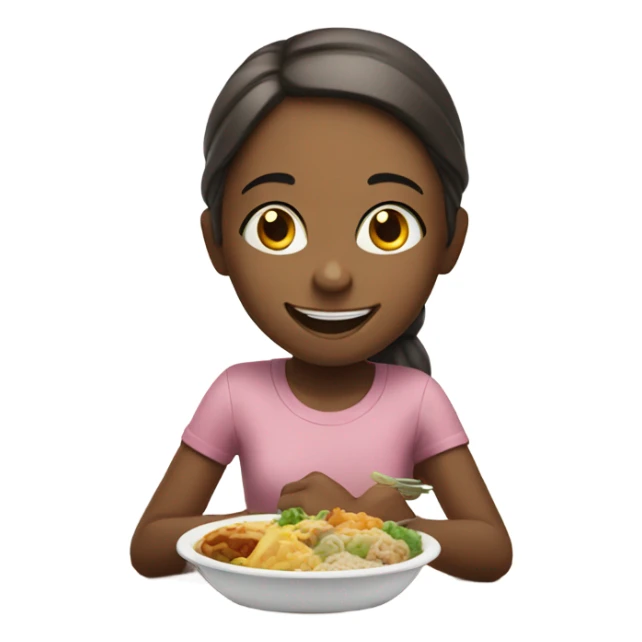 smiling girl enjoying her meal sticker