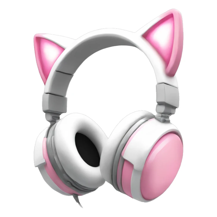 light pink and white cat ear gaming headphones sticker