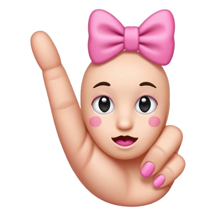 Middle finger emoji with pink bow on it sticker