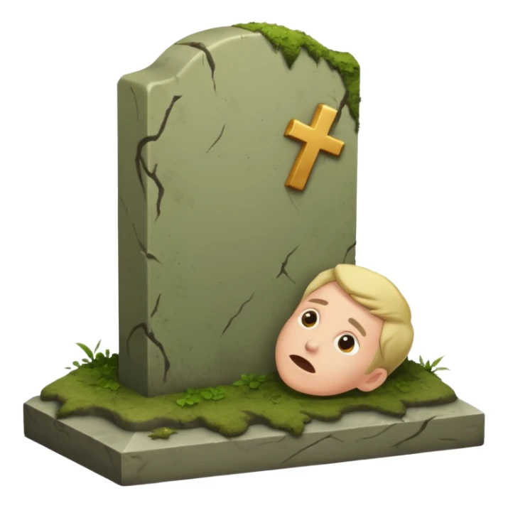 a show of a person falling on a gravestone sticker