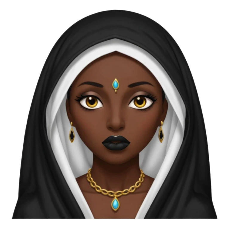 Priestess lifting black veil from her lips, blasphemous erotic energy sticker