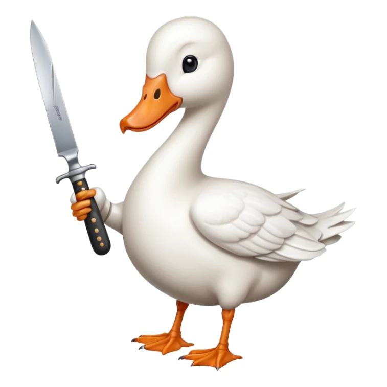 Duck holding knife but make it a white goose sticker
