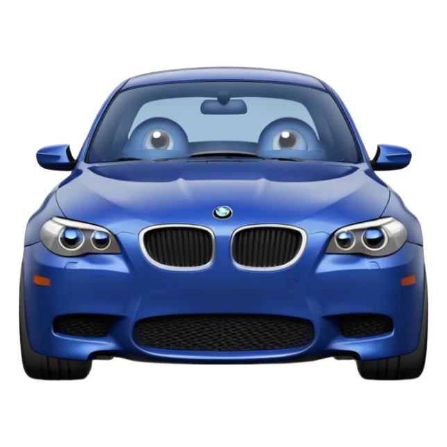 Pixar style 3D render of a cute, anthropomorphic dark blue BMW M5 E60 car. sticker