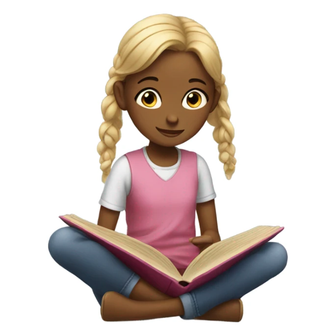 A twin girl reading a book sticker