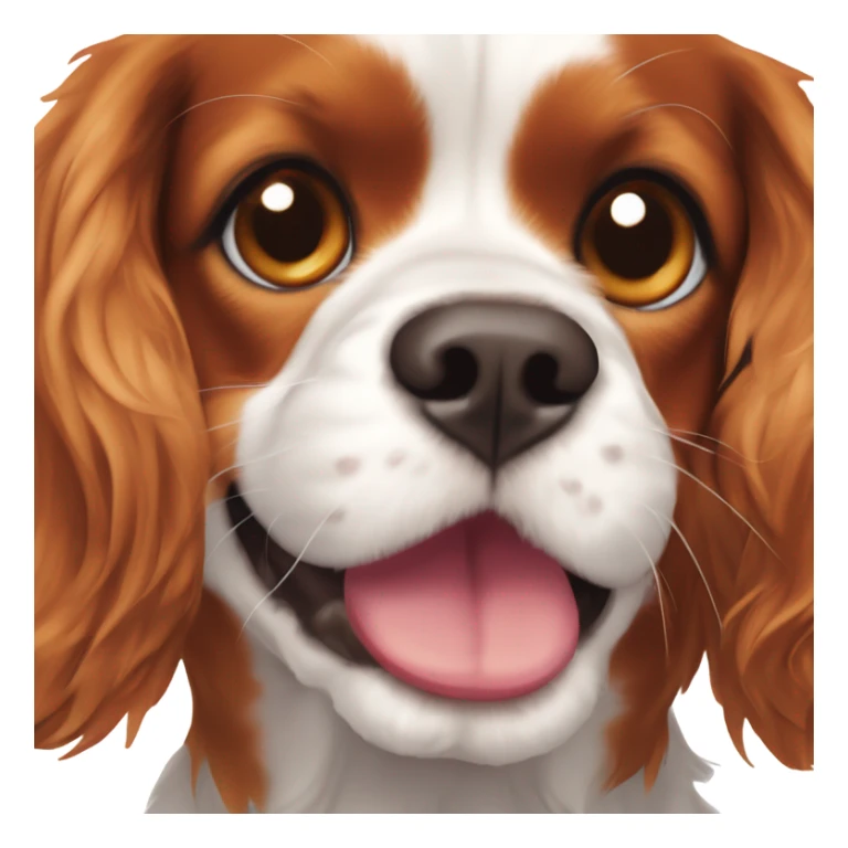 a cavalier king charles spaniel with a push in nose and short ears smiling sticker