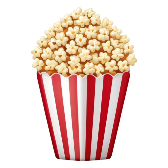 sweet popcorn in a red and white vertically striped package, candy popcorn sticker