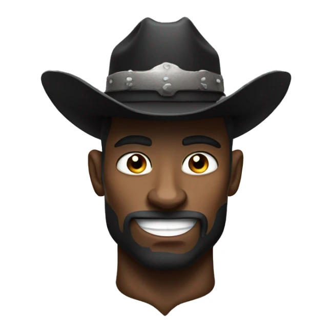 A Muscular black bull wearing cowboy hat sticker