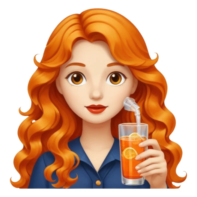 Ragazza con capelli lunghi mossi che beve spritz  sticker