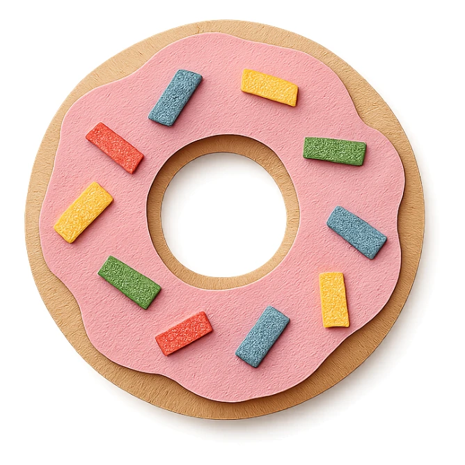 donut in paper craft style, folded paper texture, colorful sticker