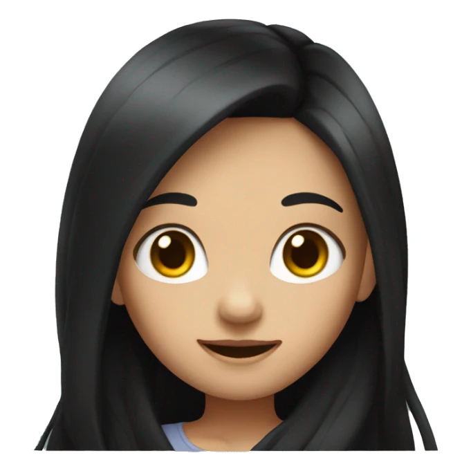 cutegirl with long black hair sticker