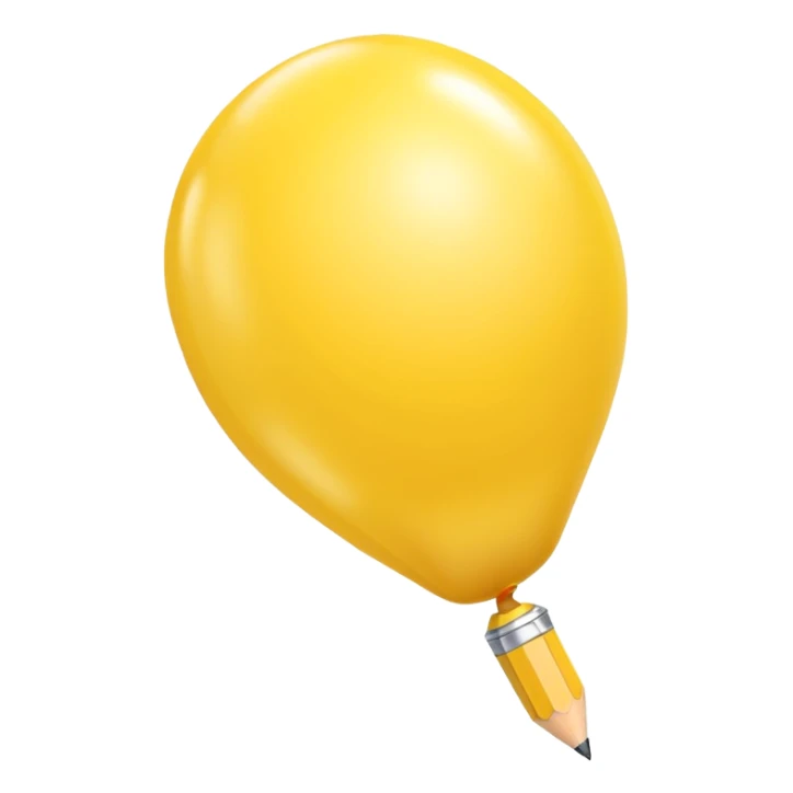 Yellow pencil, balloon style, shiny, inflated look sticker