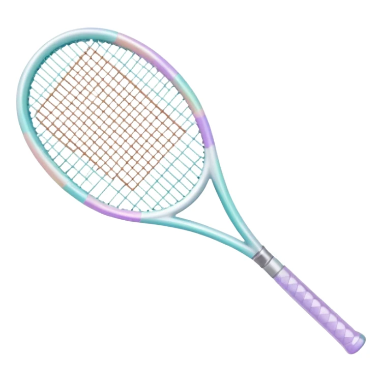 Pastel white  iridescent glass crystal tennis racket sticker