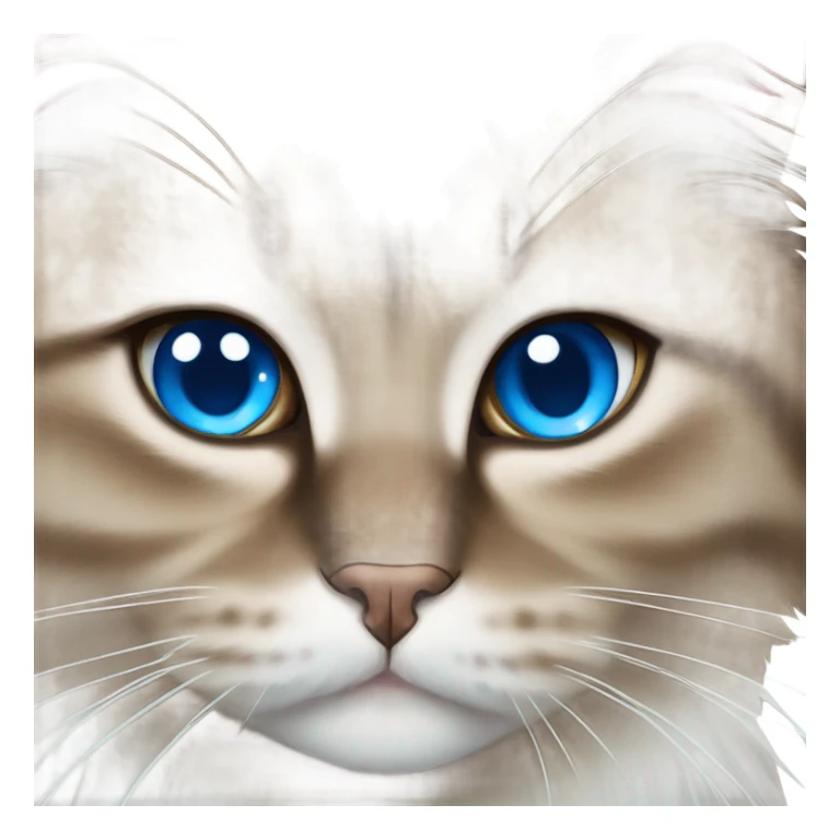 A brown and white Siberian cat with blue eyes  sticker
