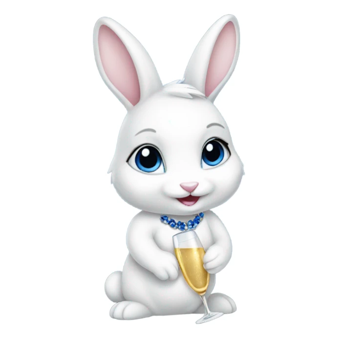 white female bunny wearing sapphires holding champagne  sticker