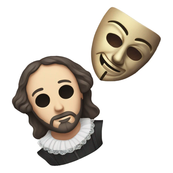 Shakespeare holds a tragic mask in his hand sticker
