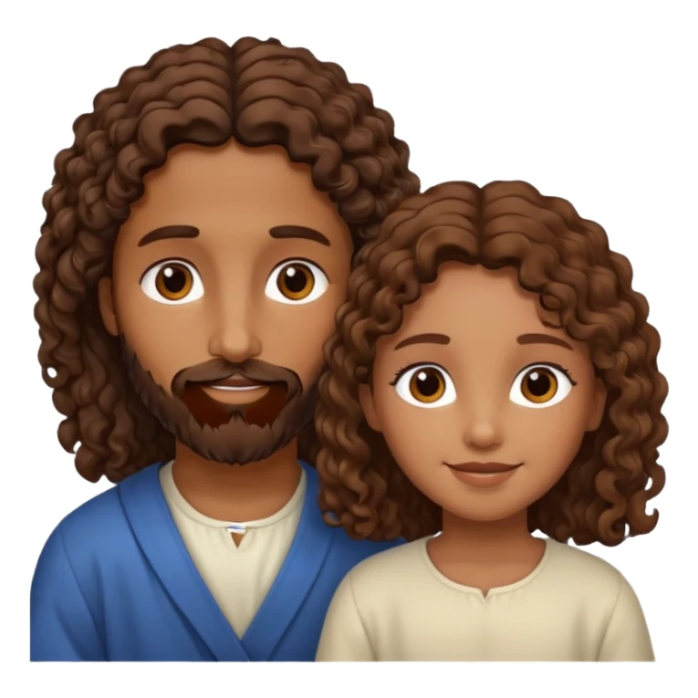 Jesus y una niña morena y crespa  sticker