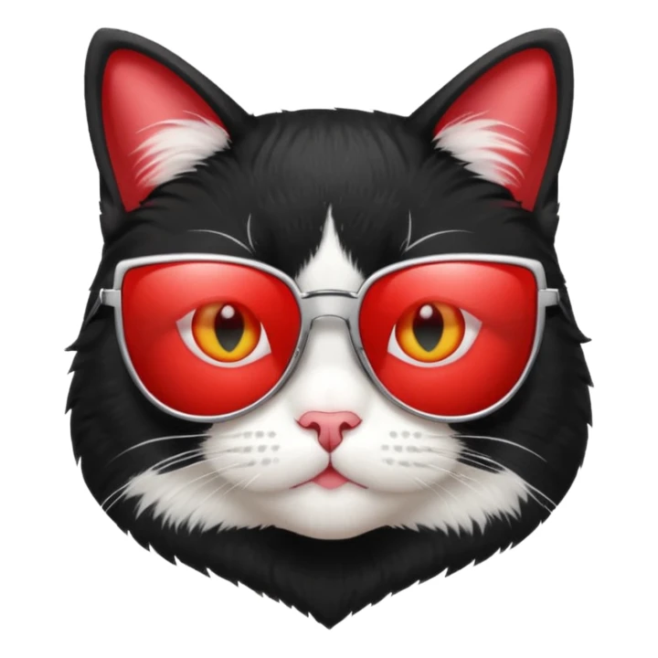 tuxedo female cat use red sunglasses sticker