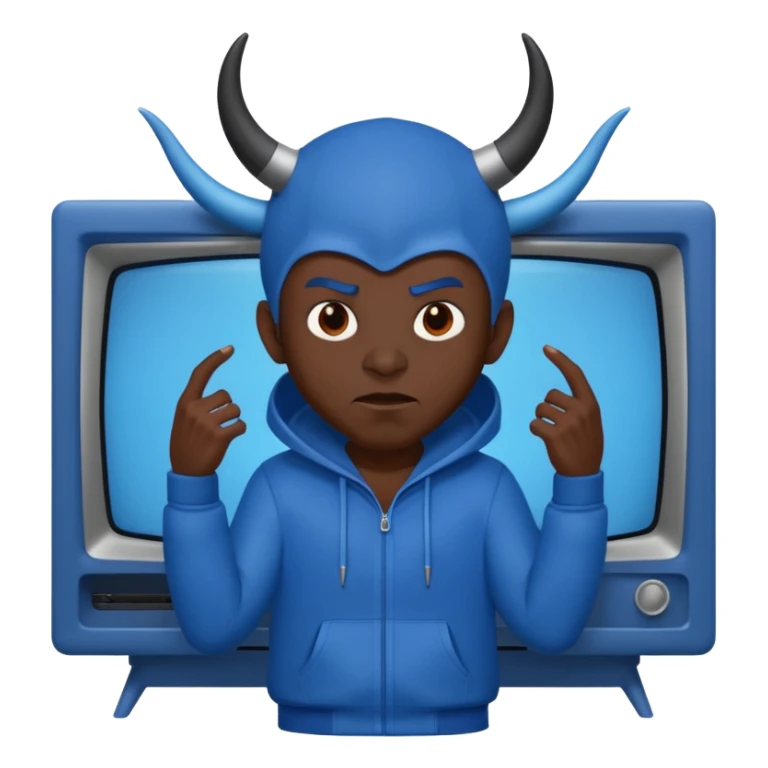 Vox the demon with a TV as his head wearing all blue sticker