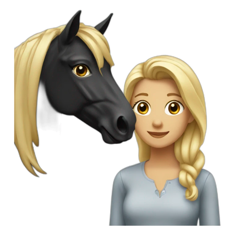 Cheval noir et fille blonde sticker