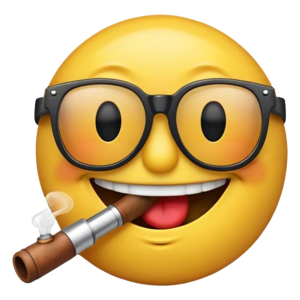 Smiley avec une pipe dans la bouche et des lunette de soleil carré  sticker