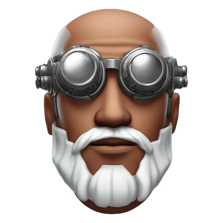 Red skin and white goatee male cyborg head with silver steampunk goggles sticker