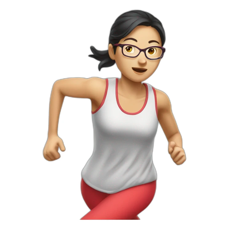 🏃：a-chinese-woman-running-"no rim glasses" sticker