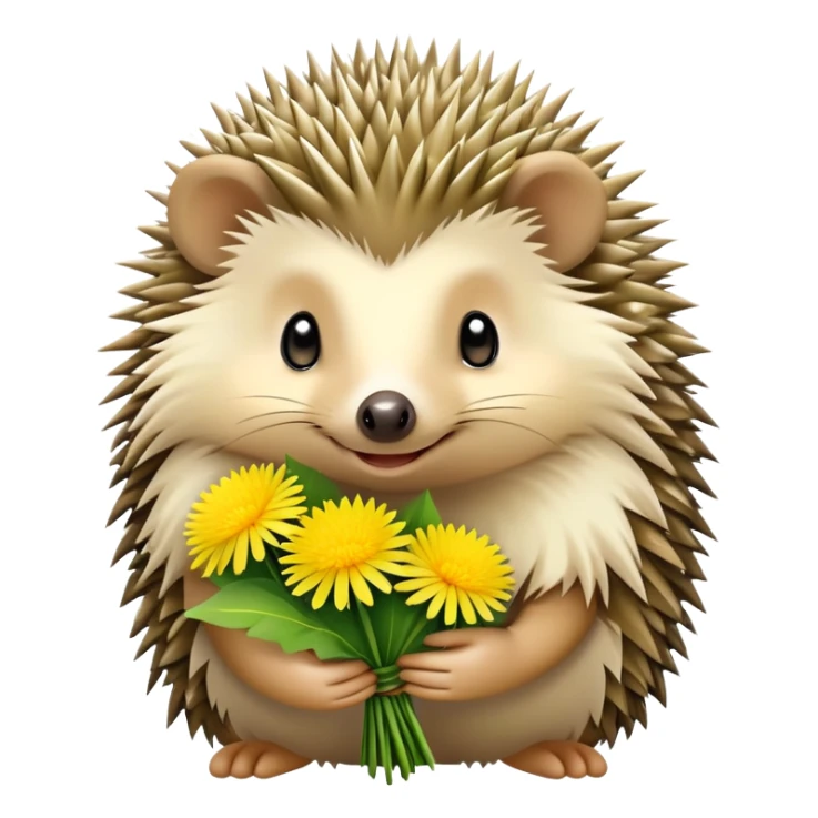 hedgehog holding a bouquet of dandelion flowers sticker