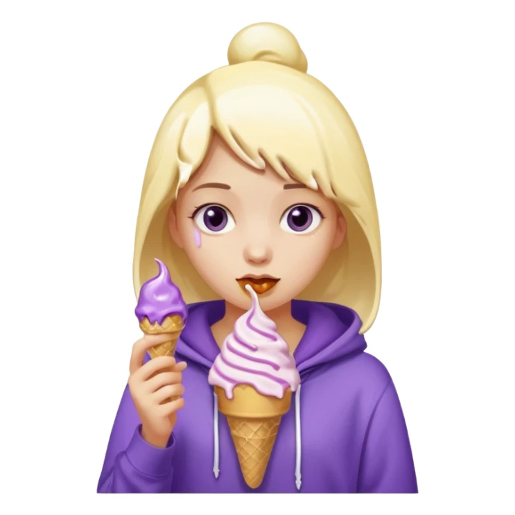 girl in purple hoodie holding ice cream sticker