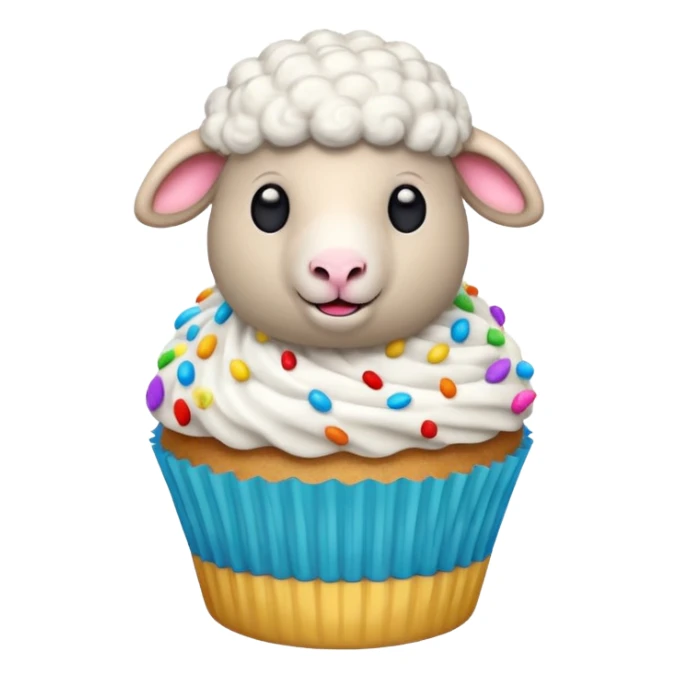 Sheep popping on the cupcake sticker