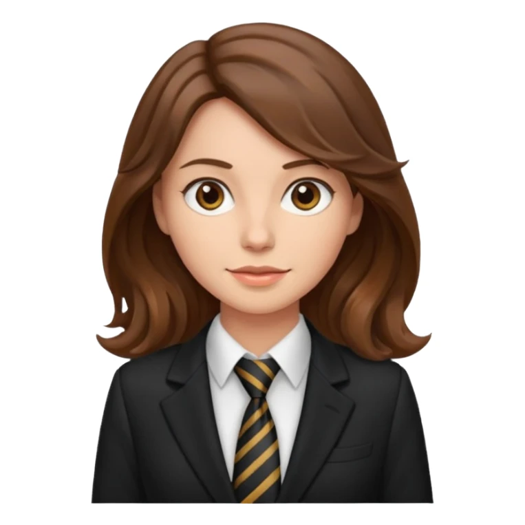wavy brown haired woman with tie and blazer sticker