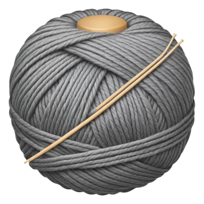 ball of knitting thread grey material sticker