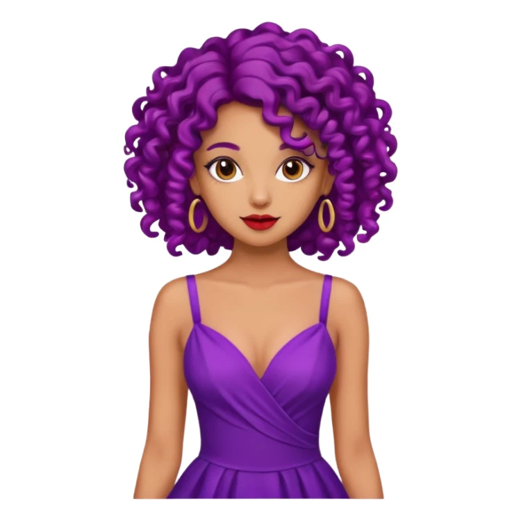 Fashion Model with Purple Curls, red dress sticker