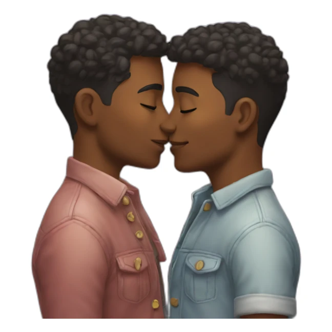 gay grown couple kissing sticker